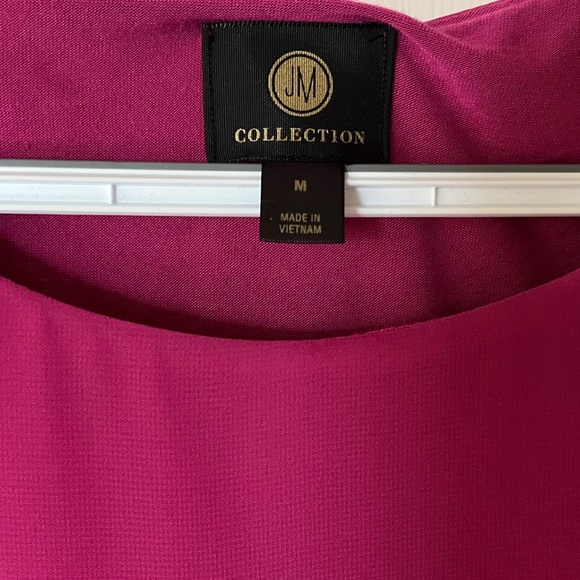 JM Collection Size Medium Pink Top with Cold Shoulder Angel Sleeves - Picture 4 of 5